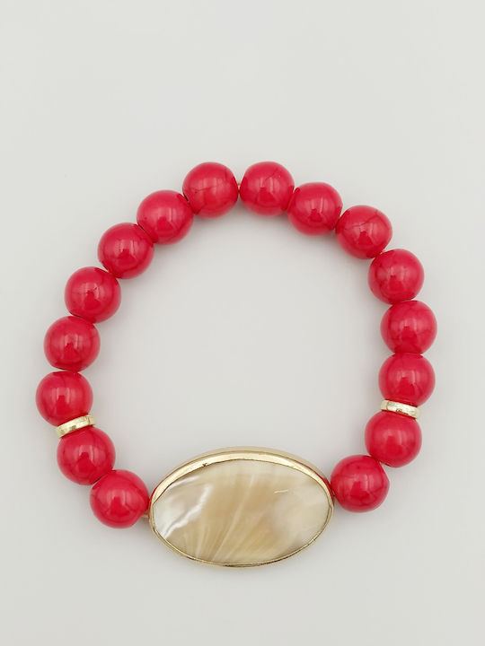 Sh405 Handmade Coral Moonstone Bracelet