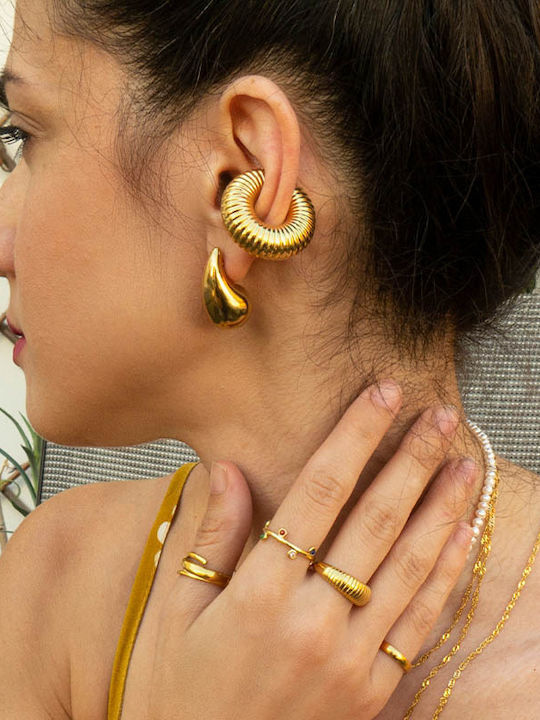 Theodora's Jewellery Single Earring Cuff made of Steel Gold Plated
