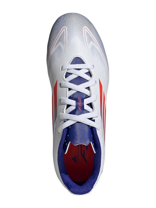 F50 Club Kids Molded Soccer Shoes Cloud White / Solar Red / Lucid Blue