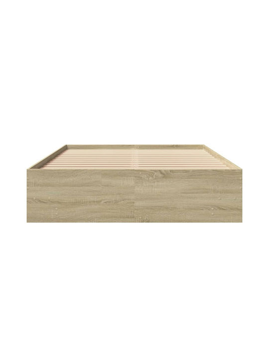 Vidaxl Bed Frame Sonoma Oak 120x200cm Processed Wood 1 Piece Single Brown