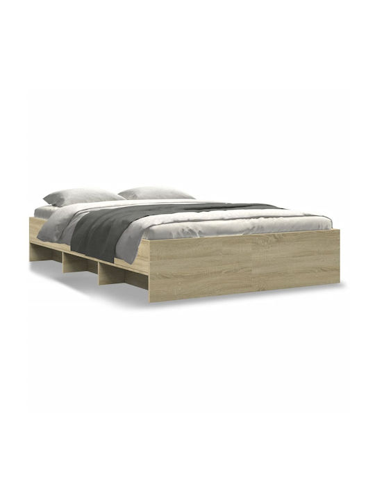 Vidaxl Bed Frame Sonoma Oak 120x200cm Processed Wood 1 Piece Single Brown