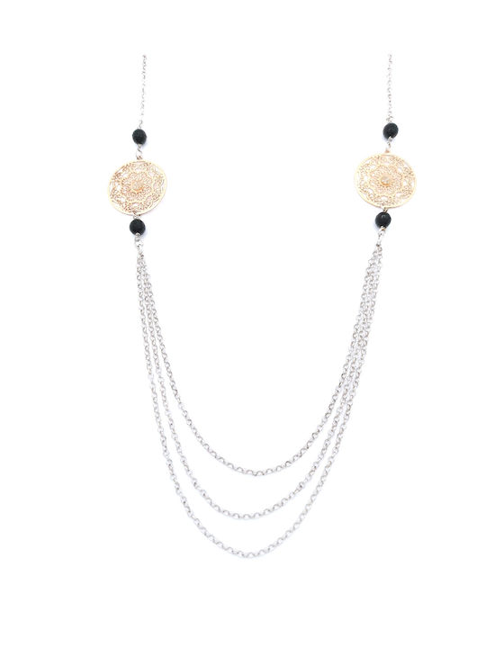 PS Silver Necklace with design Flower from Pink Gold Plated Silver