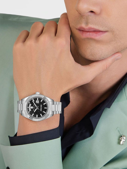 Philipp Plein Men's Watch Battery with Silver Metal Bracelet
