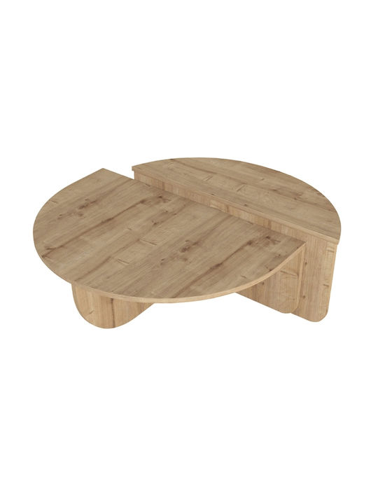 Round Central Coffee Table Nilvia Wooden Beige W85xL85xH35cm