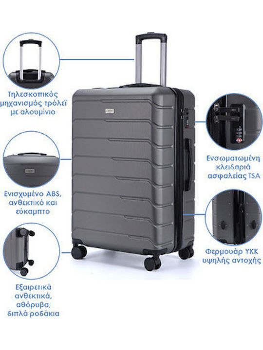 Lavor Cabin Hard Gray Suitcase with 4 Wheels Height 55cm