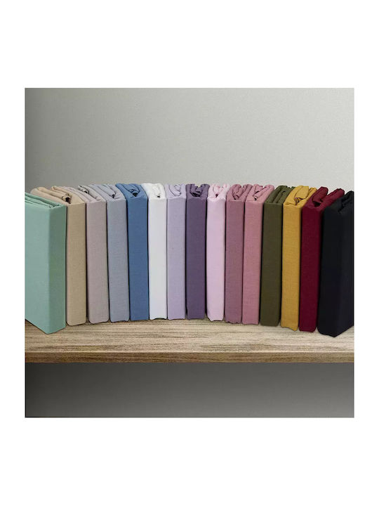 Lino Home Sheet for Single Bed with Elastic 100x200+30cm. Claro Yellow