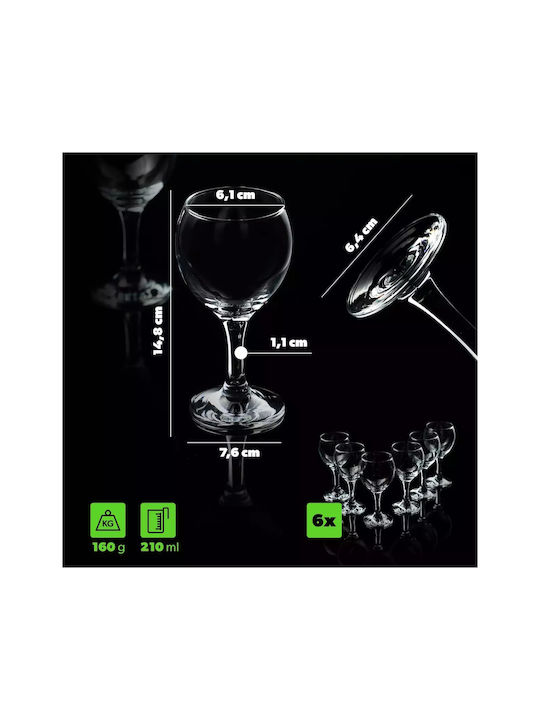 Kadax Set de Pahare pentru Vin Alb și Roșu din Sticlă Fără Colțuri 210ml 6buc