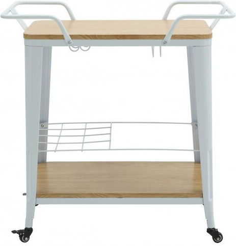 Rectangular Side Table Relix Wooden with Wheels White W74xL49xH82cm E5211,2