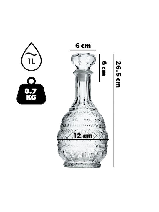Kadax Kristall Karaffe zum Servieren Whiskey 28cm mit Verschluss Transparent 1000ml 1Stück