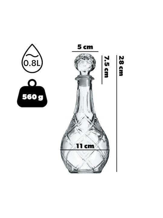 Kadax Crystal Карафа за Сервиране за Уиски 28бр с Тапа Прозрачна 800мл 1бр