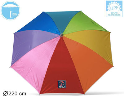 BigBuy Pliabila Umbrelă de Plajă cu Diametru de 2.2m cu Protecție UV UPF 50+