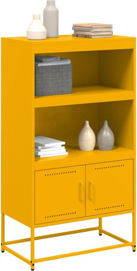 Wand Wohnzimmer Vitrine aus Metall mit Glas Weiß 68.5x38.5x107cm
