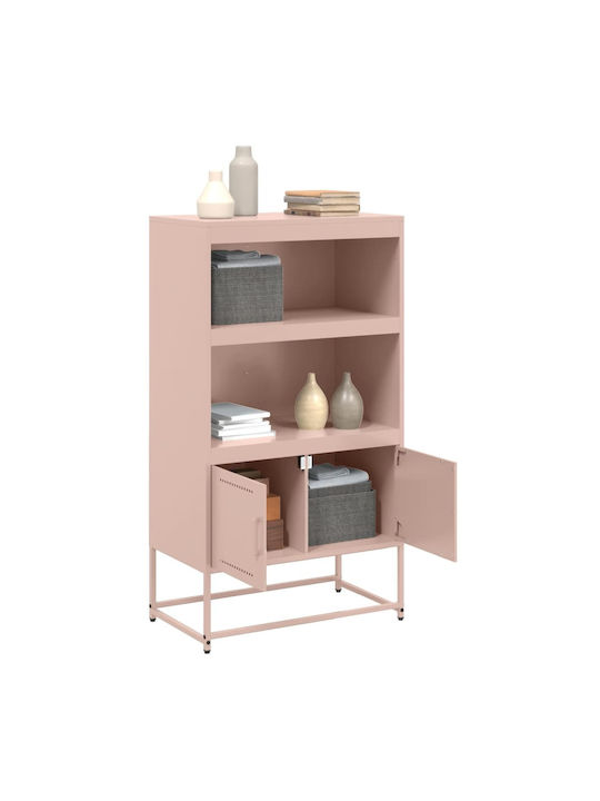 Wand Wohnzimmer Vitrine aus Metall mit Glas Gelb 68.5x38.5x107cm