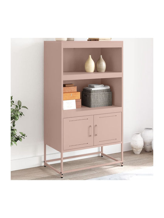 Wand Wohnzimmer Vitrine aus Metall mit Glas Gelb 68.5x38.5x107cm