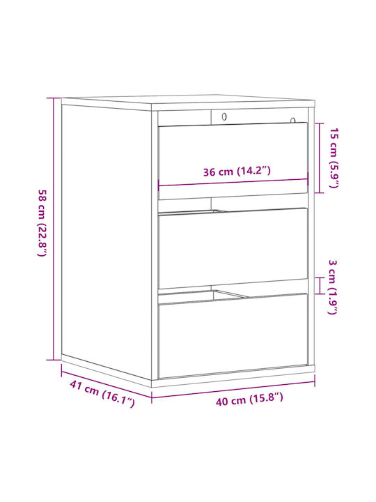 Comoda pentru Dormitor cu 3 sertare Albă 40x41x58buc