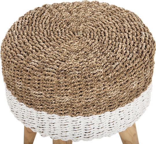 Hocker Für das Wohnzimmer Hölzernes Beam Natural & White 42x42x46cm
