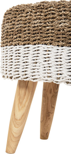 Hocker Für das Wohnzimmer Hölzernes Beam Natural & White 42x42x46cm