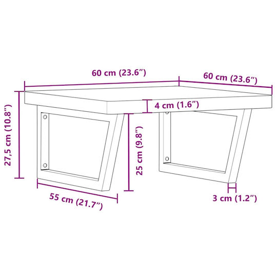 vidaXL Waschtisch ohne Waschbecken L60xB60xH4cm Beech