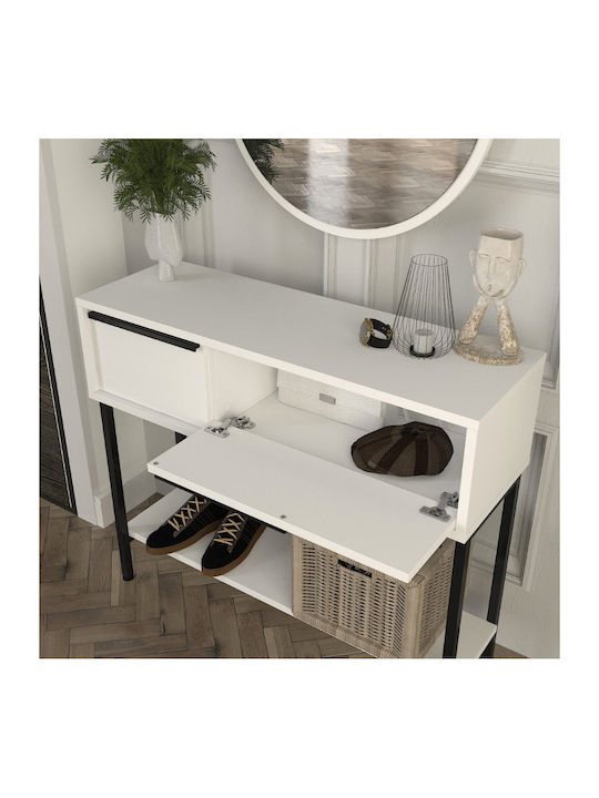 Suzy Wooden Makeup Dressing Table White with Mirror 90x29.6x76cm