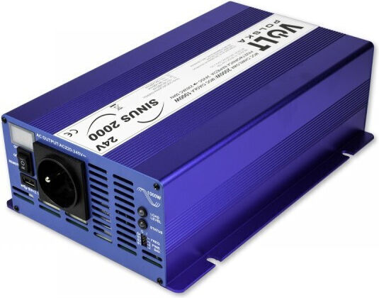 Volt Polska Инвертор за кола Чиста синусоидална вълна 1000W за преобразуване на 12V DC в 230V AC