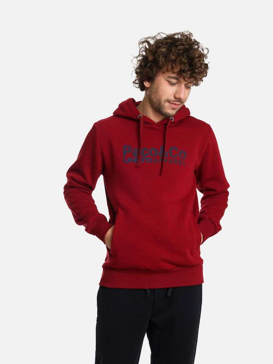 Paco & Co Herren Sweatshirt mit Kapuze Burgundisch