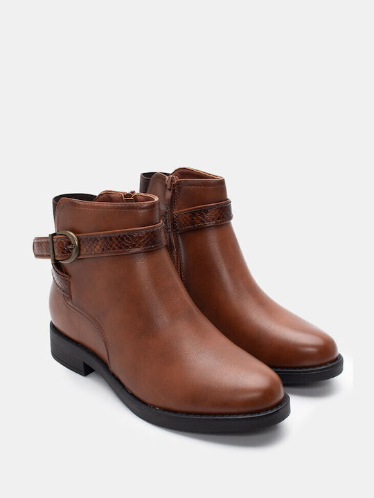 Damen Stiefeletten mit Krokodilriemen 4299318-Kamel