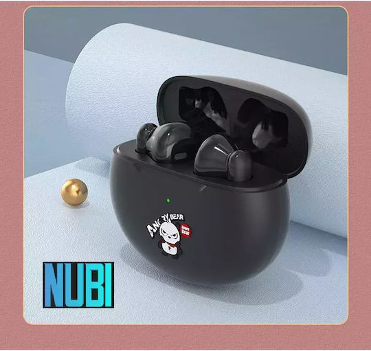 Nubi QT5 Angry Bear In-ear Bluetooth Handsfree Căști cu Carcasă de Încărcare Negru