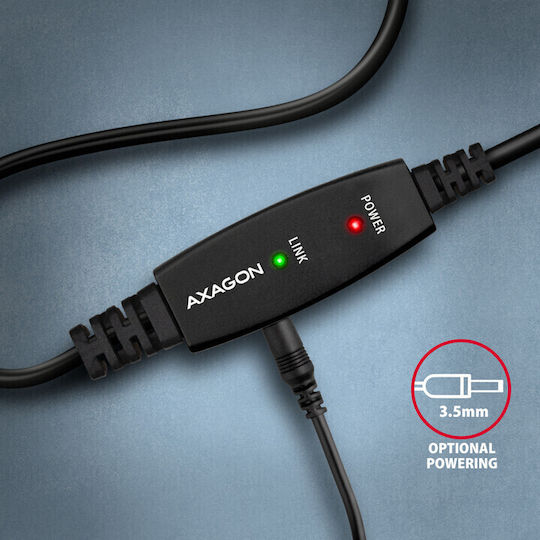 Axagon USB 2.0 Kabel USB-A-Stecker - USB-B-Stecker Schwarz 20m ADR-220B