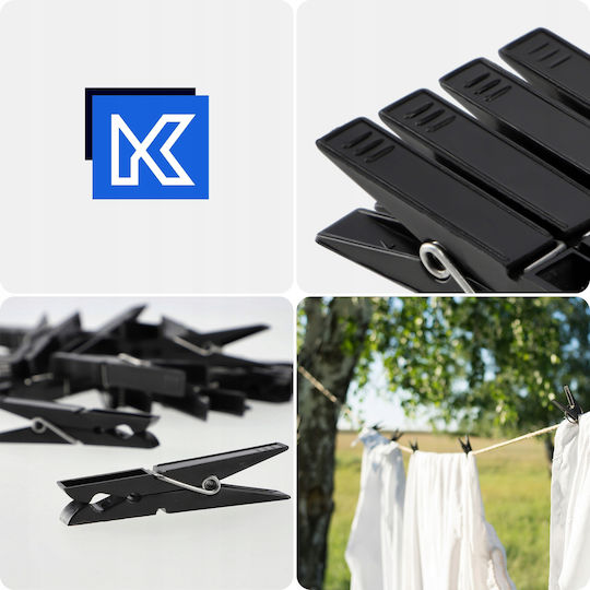 Kadax Clothespins made of Plastic 20pcs Black