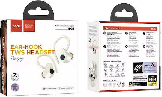 Hoco EQ8 In-ear Bluetooth Handsfree Ακουστικά με Θήκη Φόρτισης Milky White