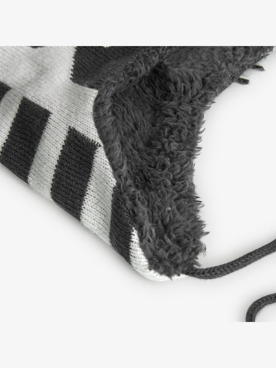 Gestreift Kinder Mütze Gestrickt Weiß