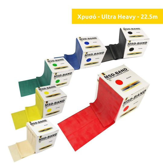 MSD Band Band Roll 22.5m Widerstandsbänder Elastisches Band Sehr schwer Gold Gold (Ultra schwer) 22.5m