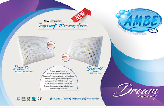 Amve Dream 42 Bed Pillow Memory Foam 60x40x15cm