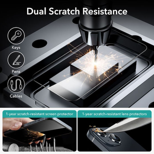 ESR Black Full Face Tempered Glass 2pcs Black (iPhone 15)