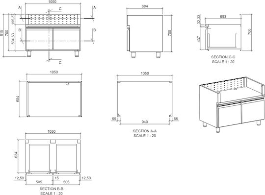 Thermogatz Συρταριέρα 105x68.4x81.5cm TGH-B1-B4-G