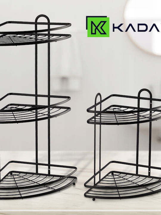 Kadax Γωνιακή Επιτοίχια Ραφιέρα Μπάνιου Μεταλλική Μαύρη