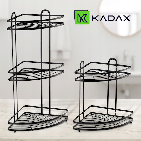 Kadax Γωνιακή Επιτοίχια Ραφιέρα Μπάνιου Μεταλλική Μαύρη