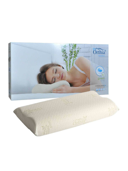 Orthia Komfort Grünes Bamboo Kopfkissen Memory-Schaum 32x66x10cm