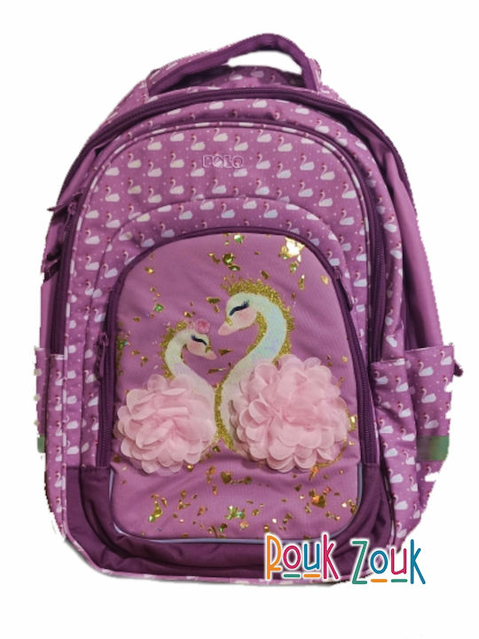 Polo Ace Σχολική Τσάντα Πλάτης Δημοτικού Swan με Θήκη για Παγούρι 28lt 2024
