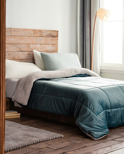 Gofis Home Πάπλωμα Υπέρδιπλο 220x240εκ. Teddy 407/18 Πετρόλ 300 GSM
