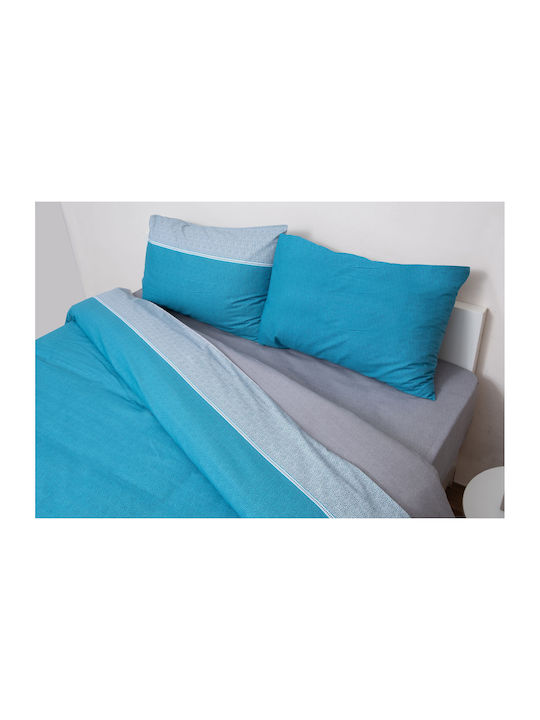 Anna Riska Bettdecken-Set Großes Doppelbett 220x240cm 5010 Petrol Blau 3Stück