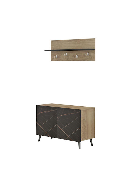 Delphine Entry Furniture with Hanger & Shoe Rack Black Velvet-Black Metal 80x31.3x41cm