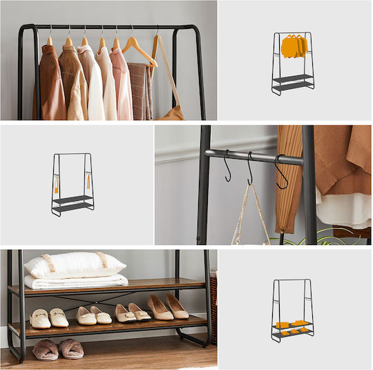 Entry Furniture with Shoe Rack Rustic Brown and Black 100x45x160cm