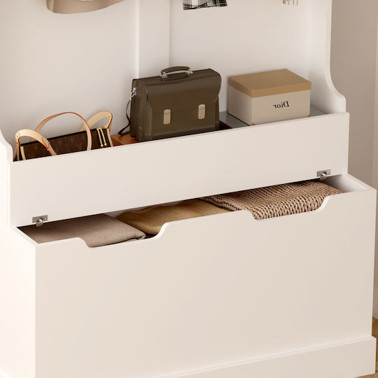 Kaylor Mobilier de Intrare cu Cuier & Dulap pentru Pantofi Alb 93x34x180cm