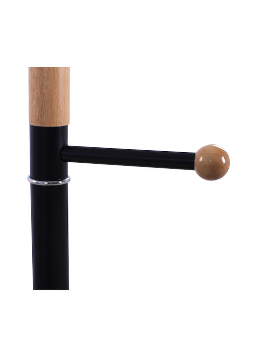 HomeMarkt Metallic Coat Rack Black 5 Positions with Marble Base Mercury 37x37x176cm