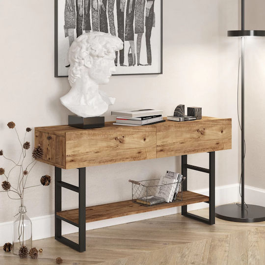 Viana Wooden Console Table Atlantic Pine/black L139xW43xH76cm