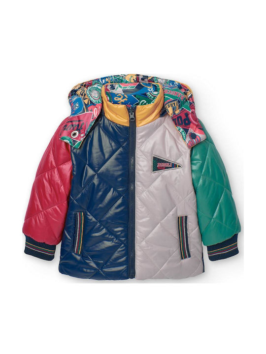 Kids' Casual Jacket Double Sided with Hood Multicolour