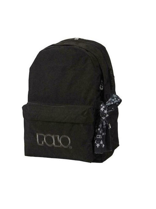 Polo Original Double Scarf School Bag Backpack Junior High-High School Black 2024 with Water Bottle Holder 27Liters 2024