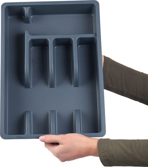 Kadax Besteckeinsatz für Schubladen Kunststoff 36x25x5,5 cm Grau