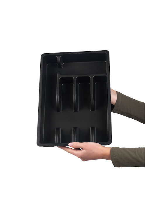 Kadax Organizator de bucătărie cu sertar din plastic pentru tacâmuri negru